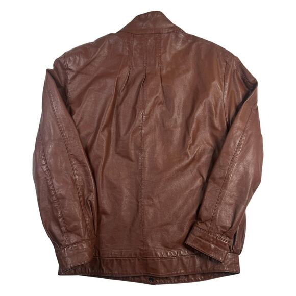 Leather jacket brown shacket by bertini sz 4 - Picture 2 of 2